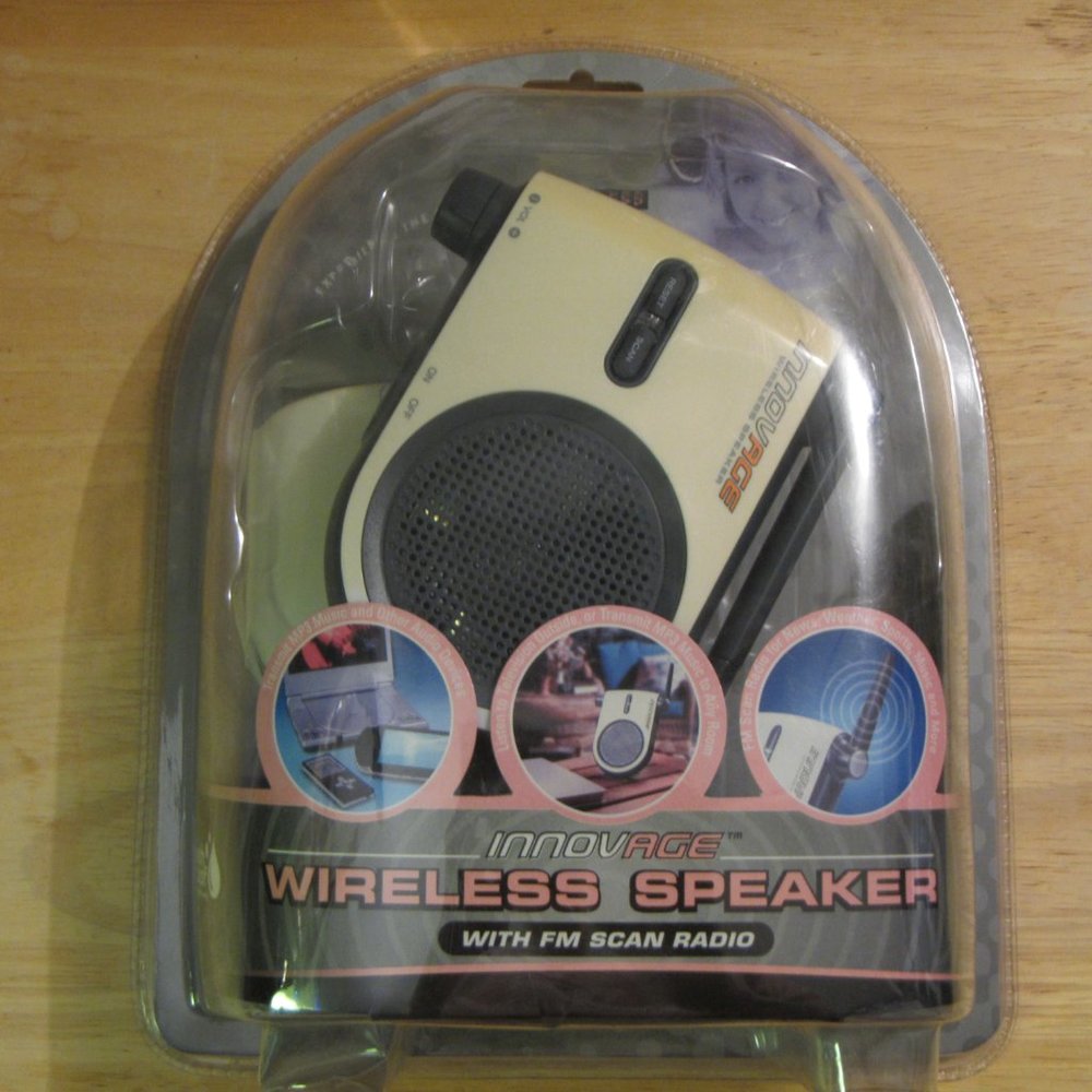 Innovage Wireless Speaker, FM Scan Radio, TV, MP3, DVD, CD Transmits up to 20 Ft